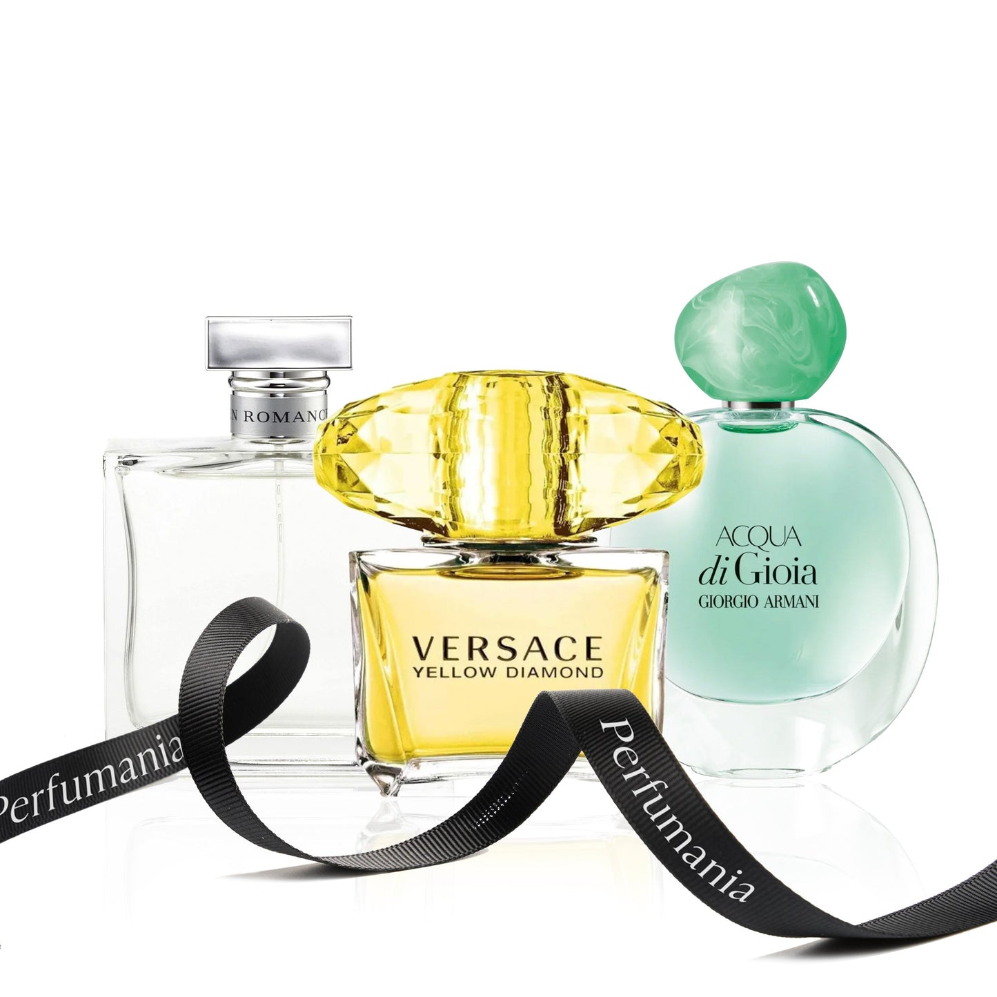 Romance by Ralph Lauren and Yellow Diamond by Versace and Acqua Di Gioia by Giorgio Armani