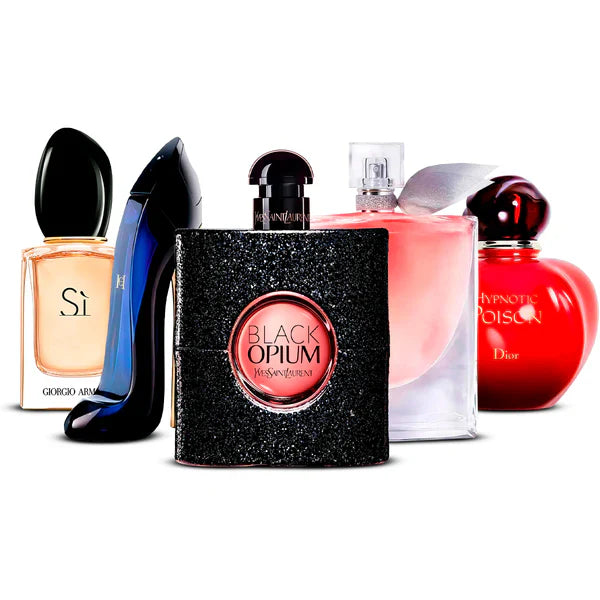 Combination of 5 women's perfumes – Sì, Good Girl, Black Opium, La Vie Est Belle and Hypnotic Poison [100 ml each]