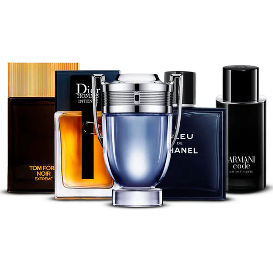 Combination of 5 men's perfumes – Tom Ford Noir Extrême, Dior Homme Intense, Invictus, Bleu de Chanel and Armani Code [100 ml each]