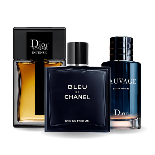Sauvage Dior, Bleu de Chanel, and Dior Homme Intense