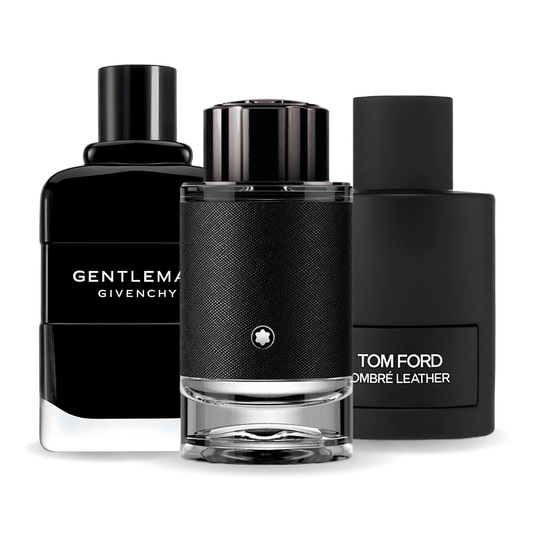 Tom Ford Ombre Leather, Givenchy Gentleman, and Montblanc Explorer