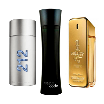 212 Men NYC, Paco Rabanne One Million, and Armani Code Homme