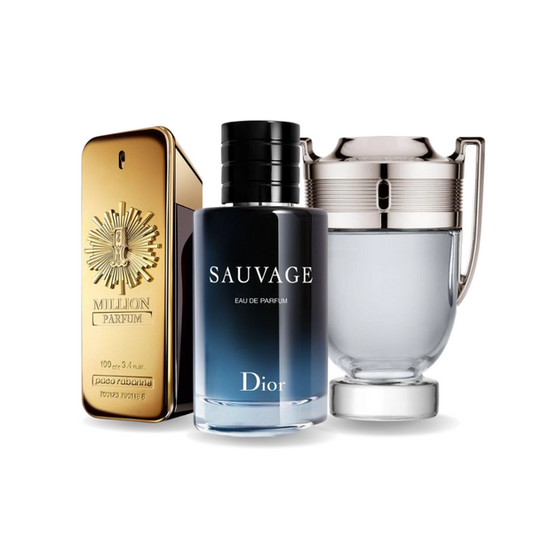 Paco Rabanne ONE MILLION, Dior SAUVAGE, and Paco Rabanne INVICTUS