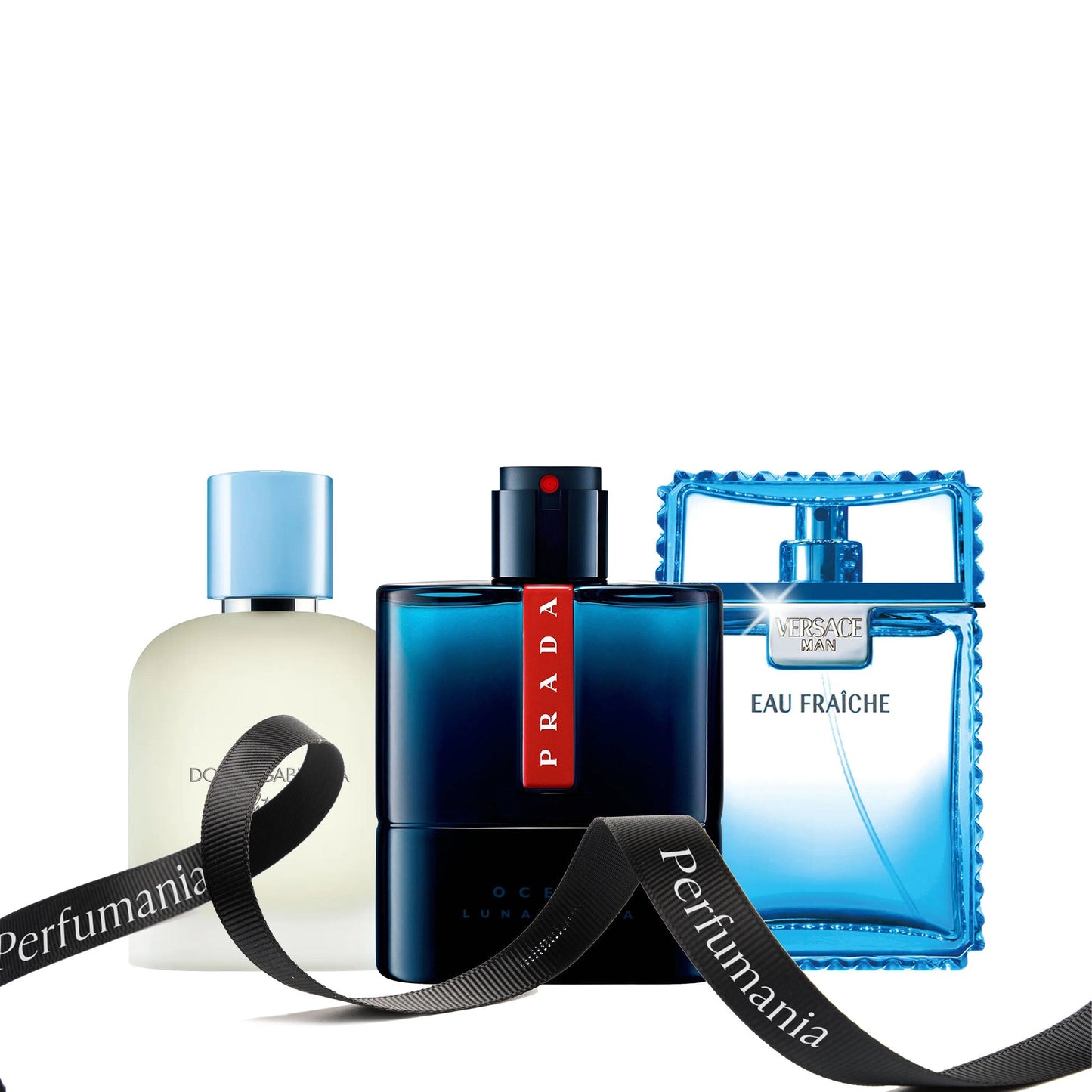 Light Blue by Dolce and Gabbana, Luna Rossa Ocean by Prada, and Eau Fraiche by Versace